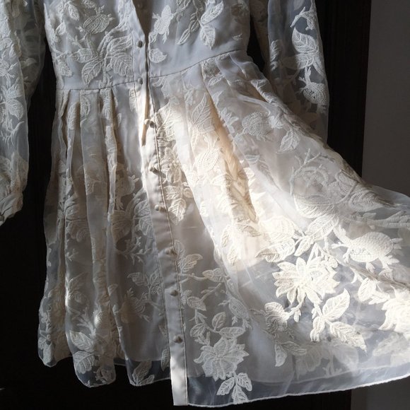 LAST CHANCE Anthropologie Clarence Lace Shirtdress 0, Like new - Picture 8 of 14